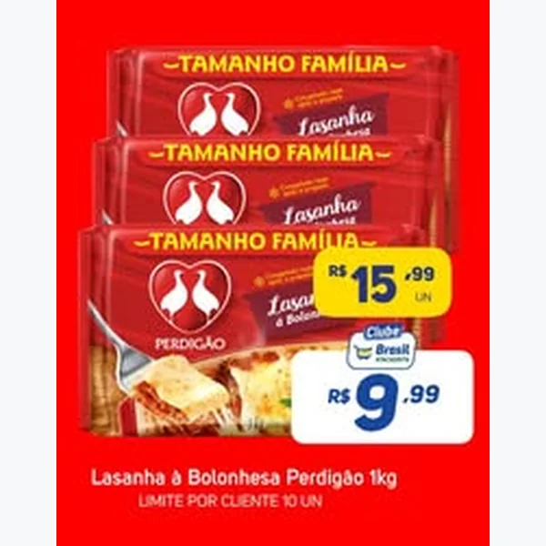 Recorte do encarte de Lasanha À Bolonhesa Perdigão 1 kg