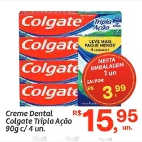 Creme Dental Tripla Ação Colgate 4 un × 90 g