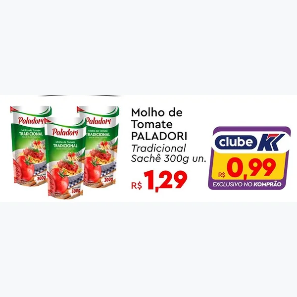 Recorte do encarte de Molho de Tomate Tradicional Paladori 300 g