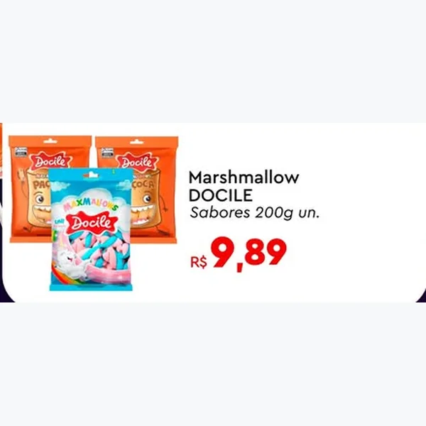 Recorte do encarte de Marshmallow Docile 200 g