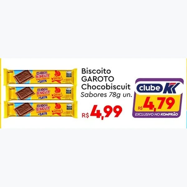 Recorte do encarte de Biscoito Chocobiscuit Garoto 78 g