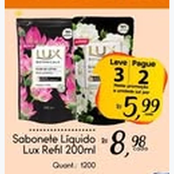 Recorte do encarte de Sabonete Líquido Refil Lux 200 ml