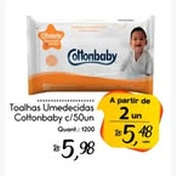 Recorte do encarte de Toalhas Umedecidas Cottonbaby 50 un