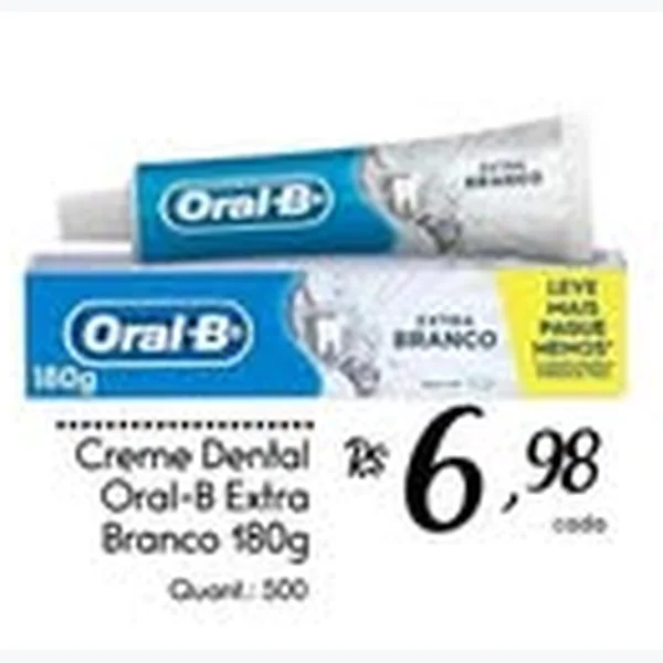 Recorte do encarte de Creme Dental Extra Branco Oral-B 180 g