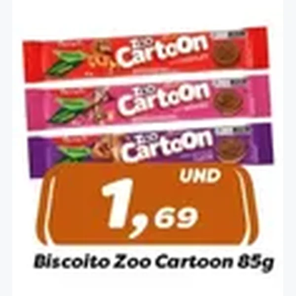 Recorte do encarte de Biscoito Zoo Cartoon 85 g