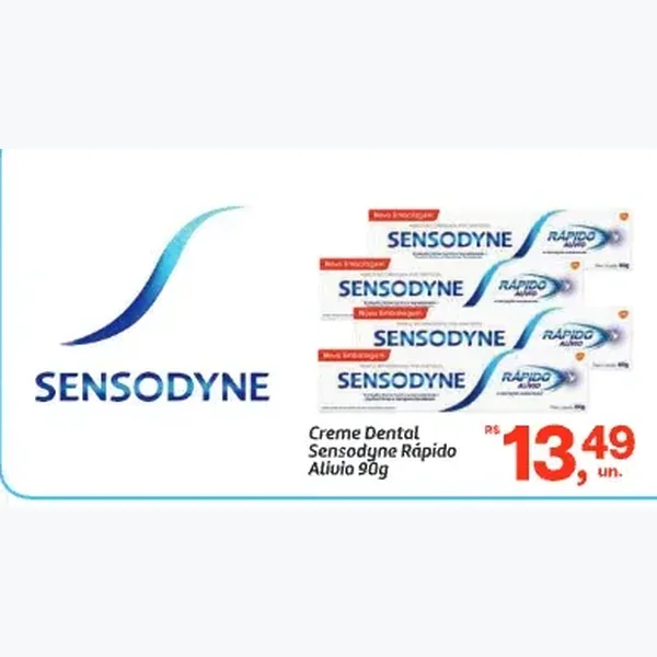 Recorte do encarte de Creme Dental Rápido Alívio Sensodyne 90 g