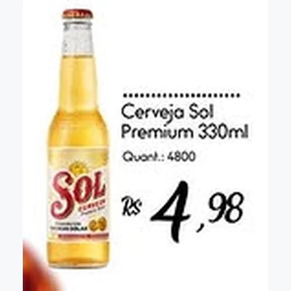 Recorte do encarte de Cerveja Premium Sol 330 ml