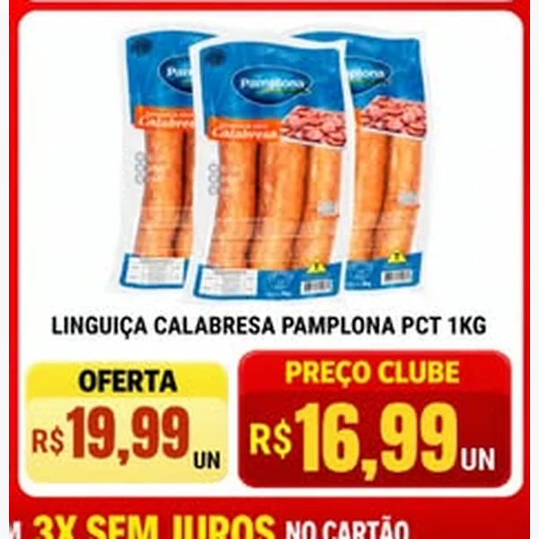 Recorte do encarte de Linguiça Calabresa Pamplona 1 kg