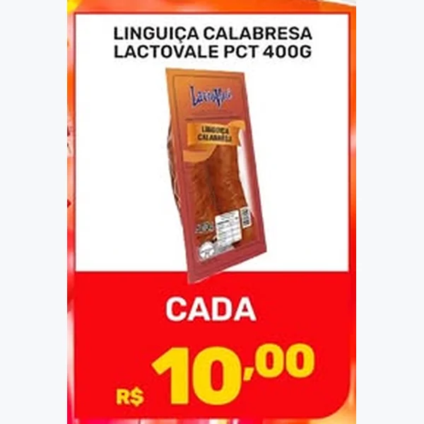 Recorte do encarte de Linguiça Calabresa Lactovale 400 g
