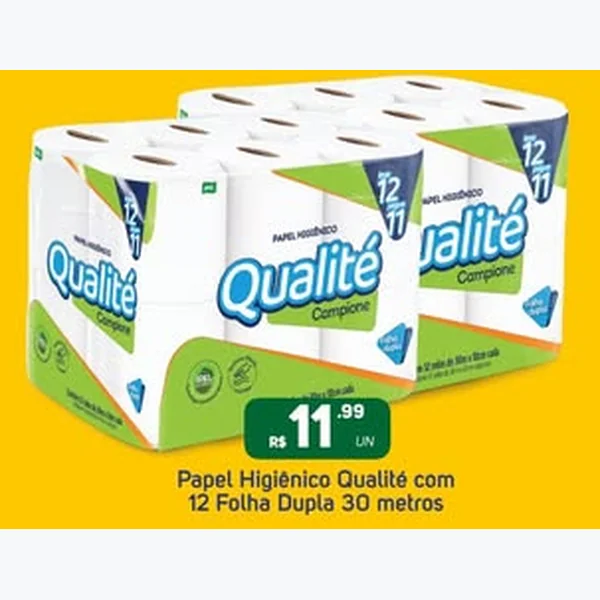 Recorte do encarte de Papel Higiênico Folha Dupla Qualité 12 un × 30 un