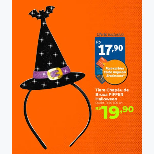 Tiara Chapéu de Bruxa Halloween PIFFER