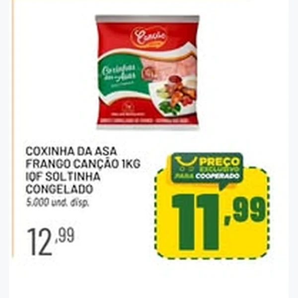 Recorte do encarte de Coxinha da Asa de Frango Congelada Iqf Soltinha Canção