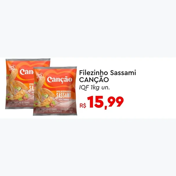 Recorte do encarte de Filezinho Sassami Iqf Canção 1 kg