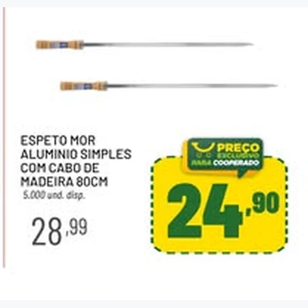 Espeto Alumínio Simples com Cabo de Madeira Mor 80 un