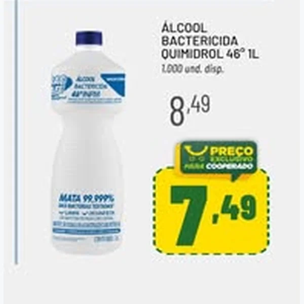 Recorte do encarte de Álcool Bactericida Quimidrol 1 L
