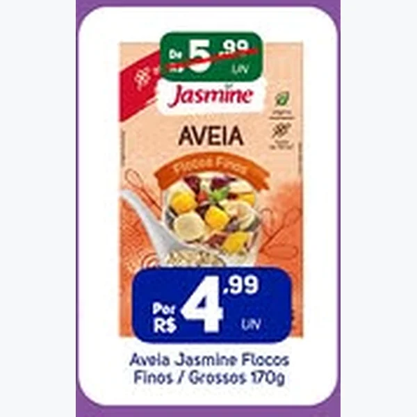 Recorte do encarte de Aveia Flocos Grossos Jasmine 170 g