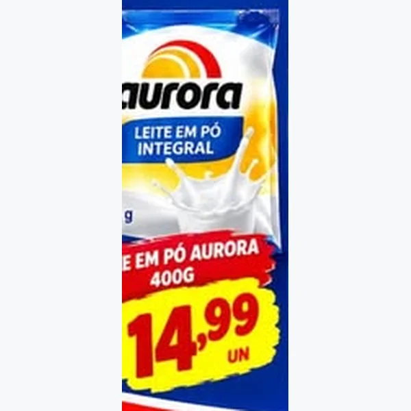Recorte do encarte de Leite em Pó Integral Aurora 400 g