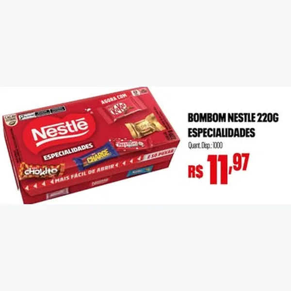 Recorte do encarte de Bombom Especialidades Nestlé 220 g