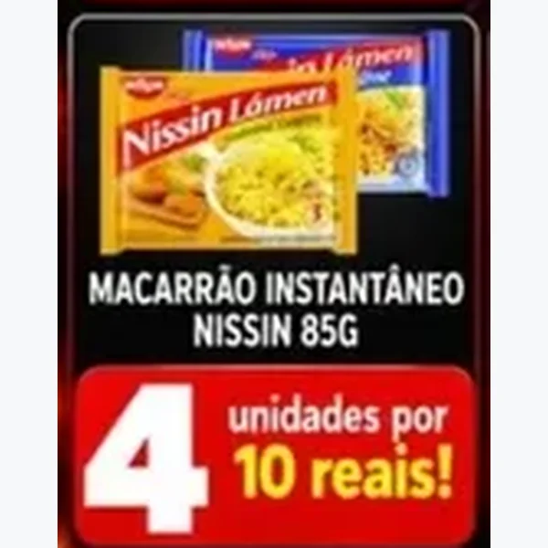 Recorte do encarte de Macarrão Instantâneo Nissin 85 g
