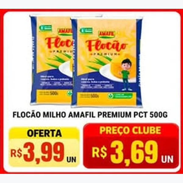 Recorte do encarte de Flocão de Milho Premium Amafil 500 g