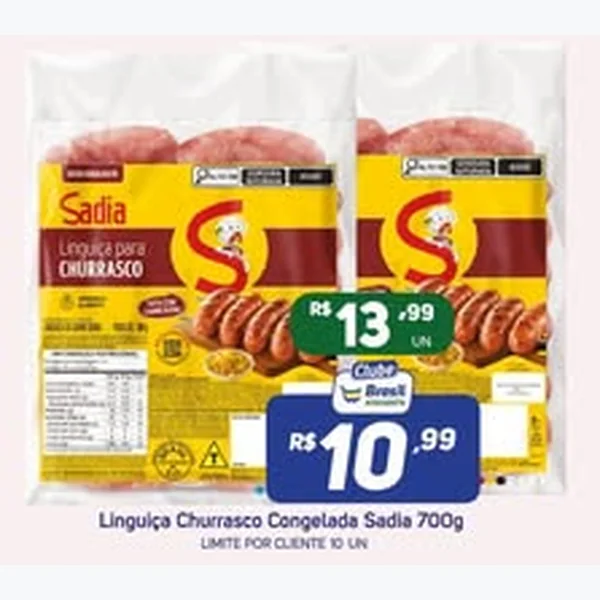 Recorte do encarte de Linguiça Churrasco Congelada Sadia 700 g