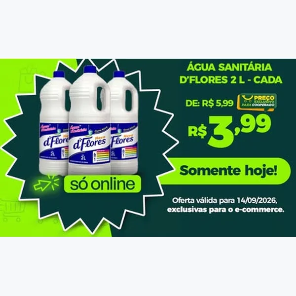 Recorte do encarte de Água Sanitária D'Flores 2 L