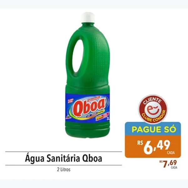 Recorte do encarte de Água Sanitária Qboa 2 L
