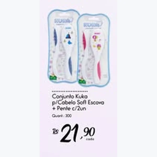 Conjunto P/cabelo Soft Escova + Pente Kuka 2 un