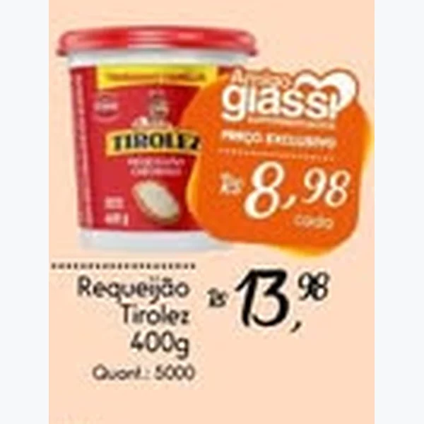 Recorte do encarte de Requeijão Tirolez 400 g