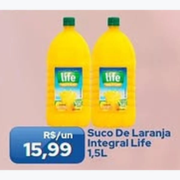 Recorte do encarte de Suco de Laranja Integral Life 1,5 L