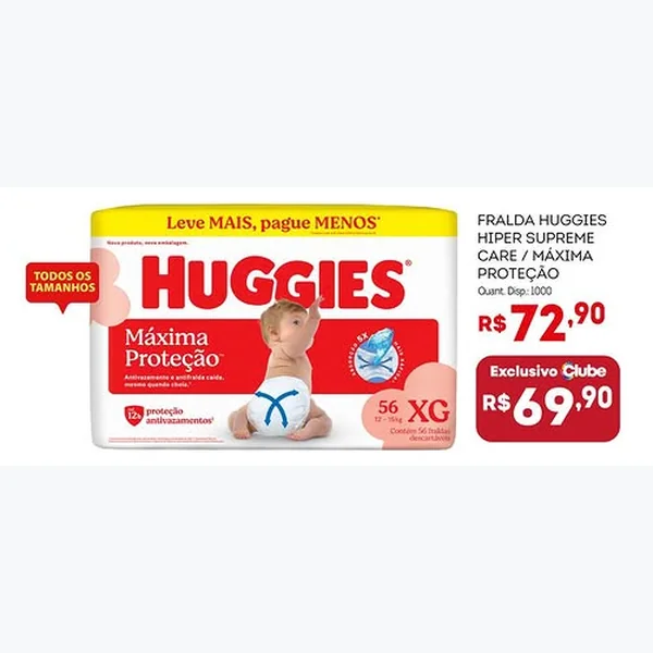 Recorte do encarte de Fralda Máxima Proteção Huggies 56 un