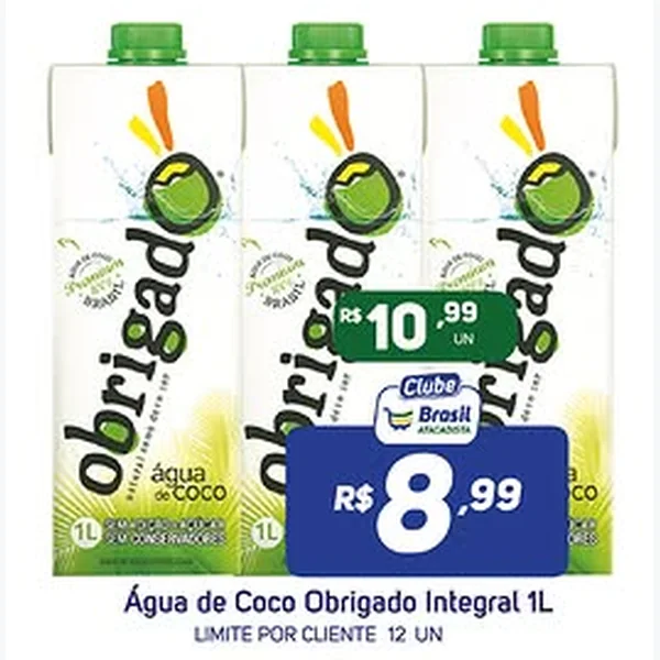 Recorte do encarte de Água de Coco Integral Obrigado 1 L