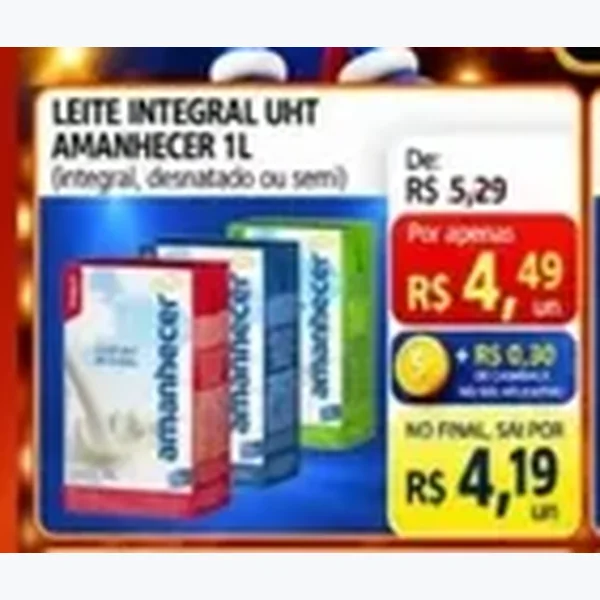 Recorte do encarte de Leite Integral Uht Amanhecer 1 L