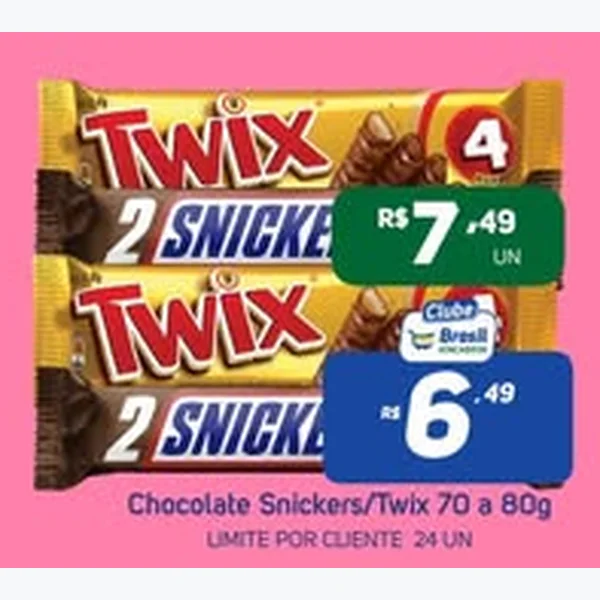 Recorte do encarte de Chocolate Twix 70 g