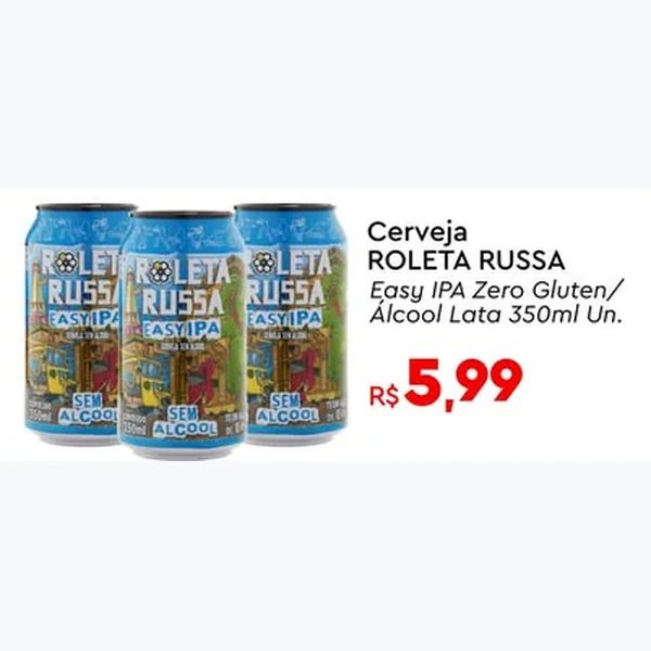 Recorte do encarte de Cerveja Easy Ipa Zero Gluten Roleta Russa 350 ml