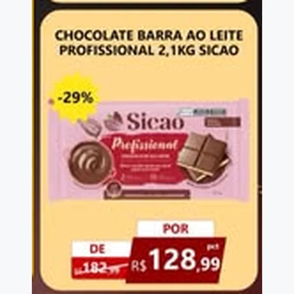 Chocolate Barra ao Leite Profissional Sicao 2,1 kg