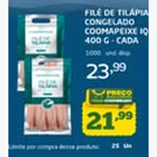 Filé de Tilápia Congelado Iqf Coomapeixe 400 g
