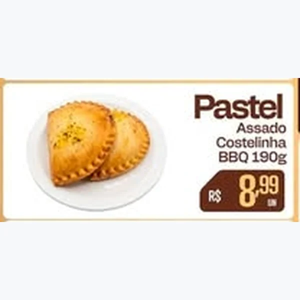 Recorte do encarte de Pastel Assado Costelinha Bbq 190 g