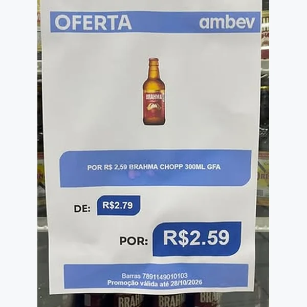 Recorte do encarte de Chopp Brahma 300 ml