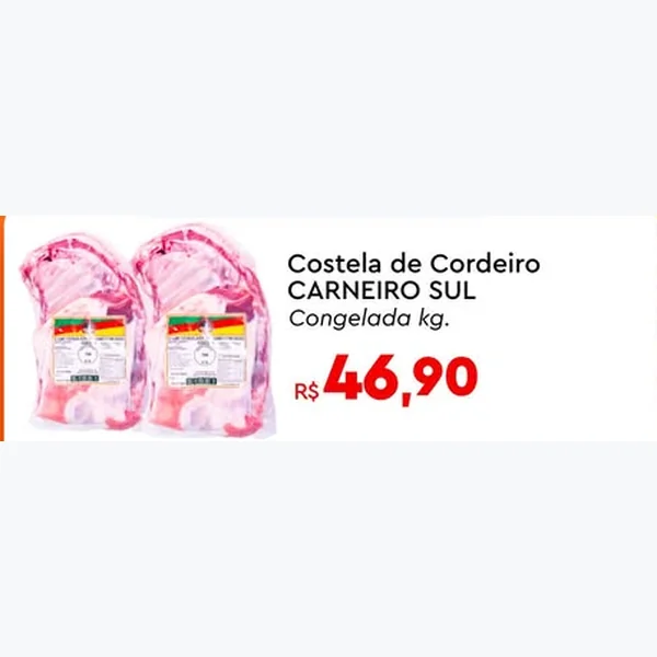 Recorte do encarte de Costela de Cordeiro Congelada CARNEIRO SUL