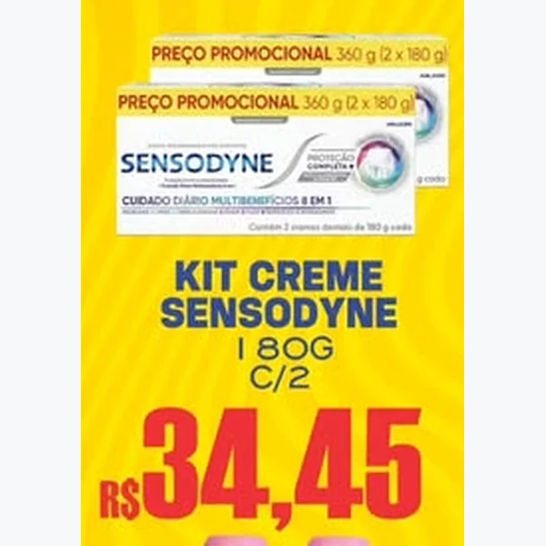 Recorte do encarte de Creme Dental Multibenefícios 8 em 1 Sensodyne 2 un × 180 g