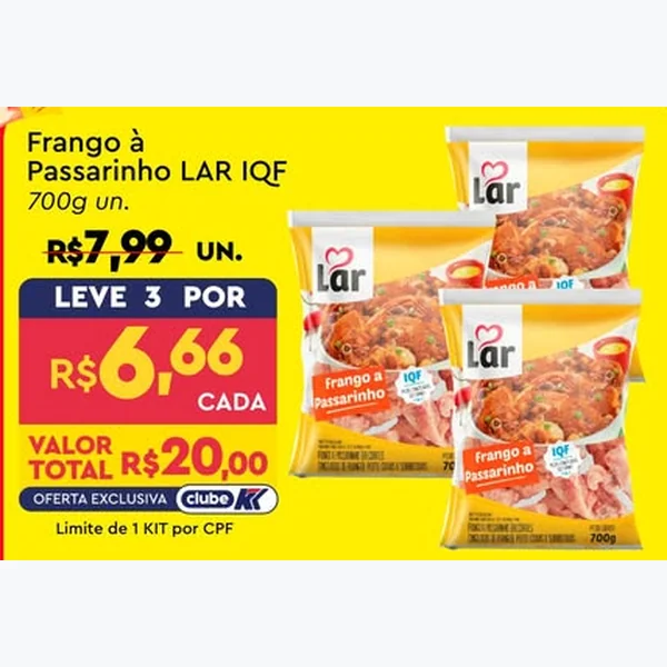 Recorte do encarte de Frango a Passarinho Iqf Lar 700 g