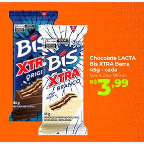 Recorte do encarte de Chocolate Bis Xtra LACTA 45 g