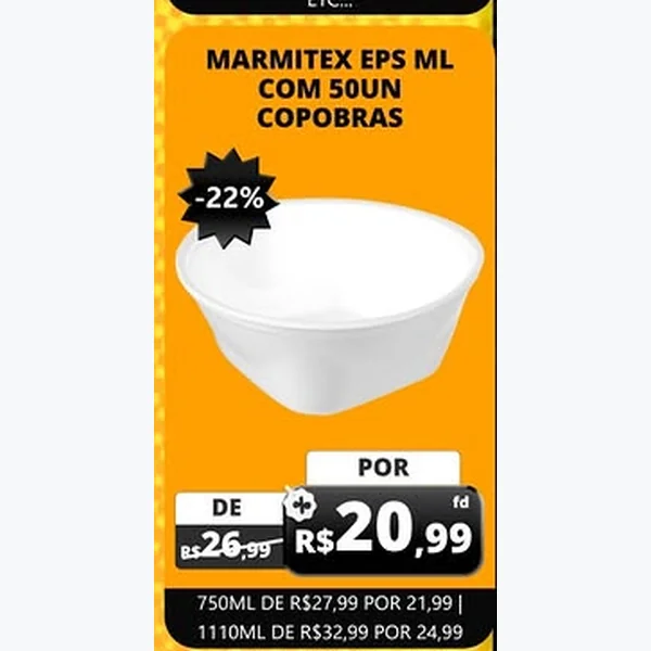 Recorte do encarte de Marmitex Eps Copobras 50 un