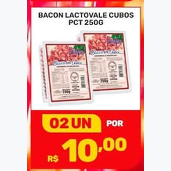Recorte do encarte de Bacon Cubos Lactovale 250 g