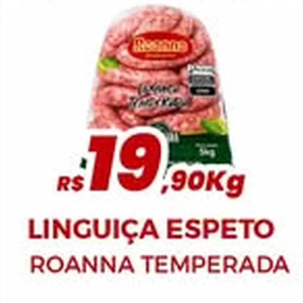 Recorte do encarte de Linguiça Espeto Temperada Roanna