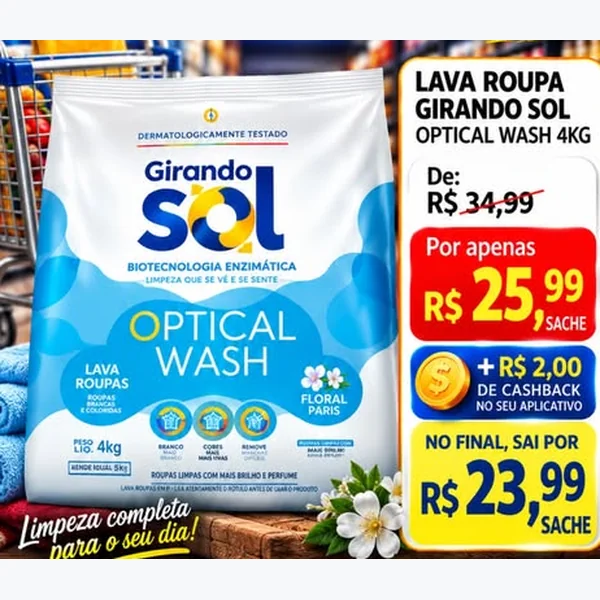 Recorte do encarte de Lava Roupa Optical Wash Girando Sol 4 kg