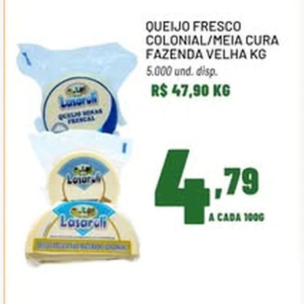Recorte do encarte de Queijo Fresco Colonial Fazenda Velha