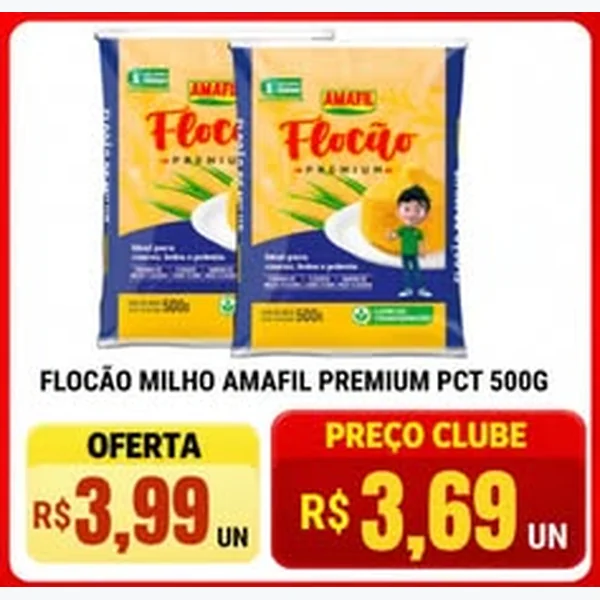 Recorte do encarte de Flocão de Milho Premium Amafil 500 g