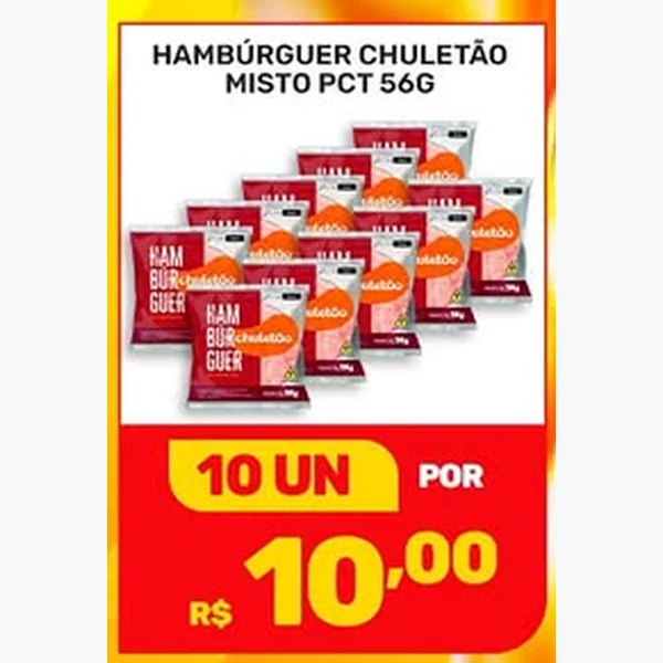 Recorte do encarte de Hambúrguer Misto Chuletão 56 g